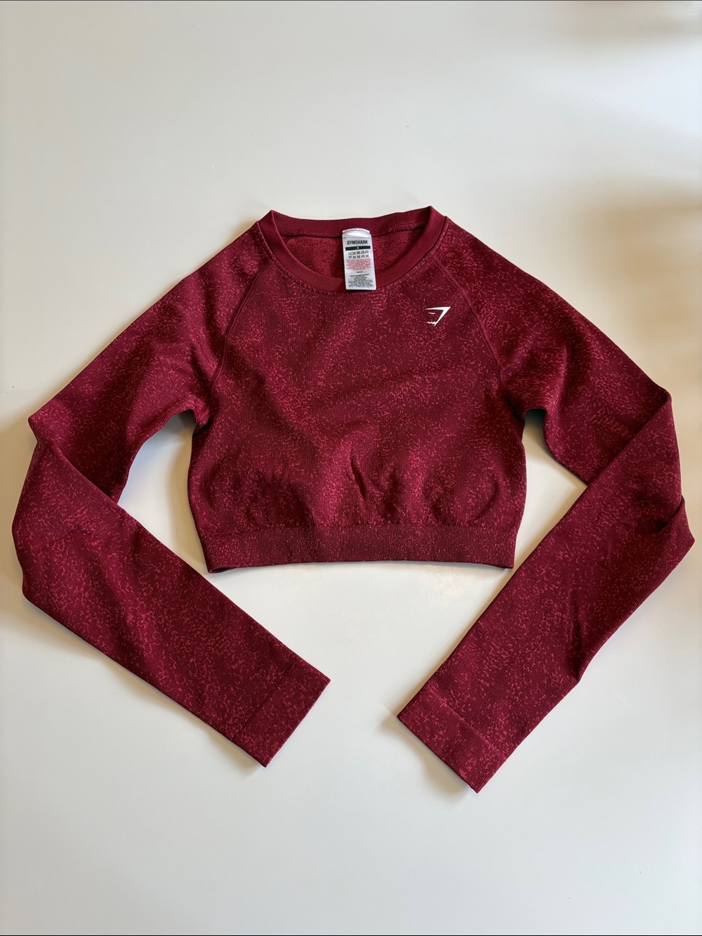 Gymshark Marl Long Sleeve Crop Top - Burgundy size Small